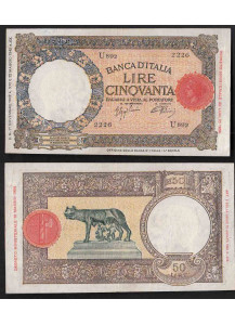 1942 - Lire 50 Vittorio Emanuele III  Lupa Capitolina Decreto Quasi/Spl